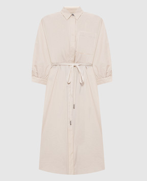 Peserico Beige shirt dress with monil chain S0256701979