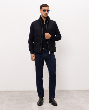 Stefano Ricci Blue wool jumper with zipper K303025L01F26345