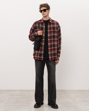 Juun.j Burgundy wool check shirt JC6764P17Z