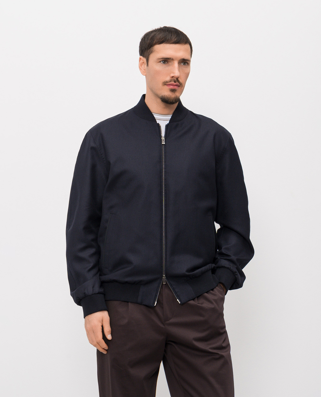 Blue cashmere and silk bomber jacket Agnona 3