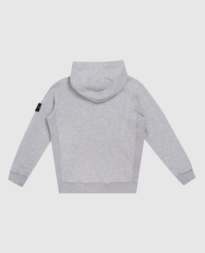 Stone Island Children's gray insulated hoodie with logo patch L2S166100004S0M2014