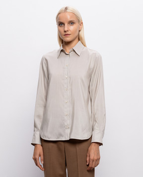 Peserico Beige striped silk blouse A06338D08362