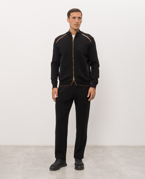 Stefano Ricci Black tracksuit with crocodile leather inserts K606437B50F26323T14F
