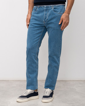 Pini Parma Blue jeans with logo patch PINIJEALBL