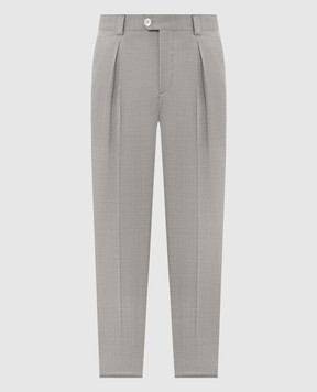 Brunello Cucinelli Gray wool pants with patch MH2443030F