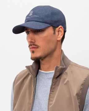 Brunello Cucinelli Blue linen cap MR4999850