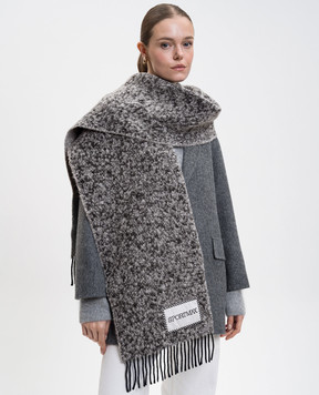 Max Mara Sportmax Gray LIRICHE wool scarf LIRICHE