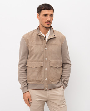 Canali Brown combination jacket LE00298O70491