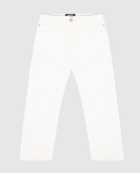 Versace Children's white jeans with logo patch 10183211A16917