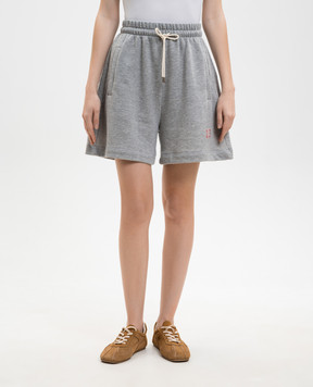 Solotre Grey melange shorts with monogram embroidery M1AB0150