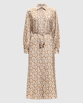 Max Mara White printed silk shirt dress with belt MXMGIARA