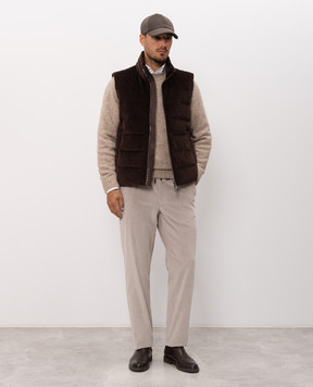 Peserico Brown corduroy down vest R53552VA7958
