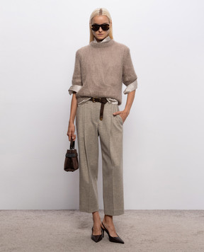 Brunello Cucinelli Beige silk blouse with drape M0C59B1T14