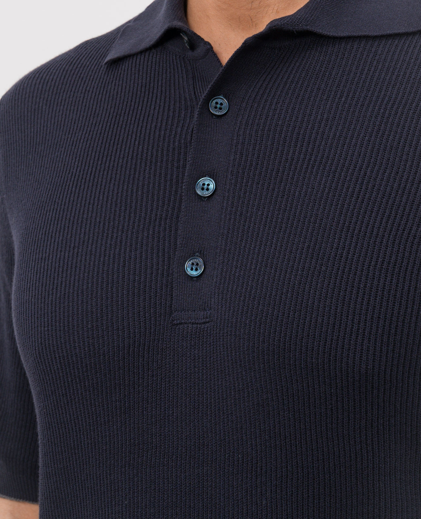 Blue ribbed polo shirt Brunello Cucinelli 5