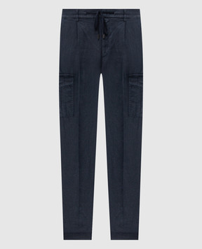 Peserico Blue linen cargo pants R54275T00D02494