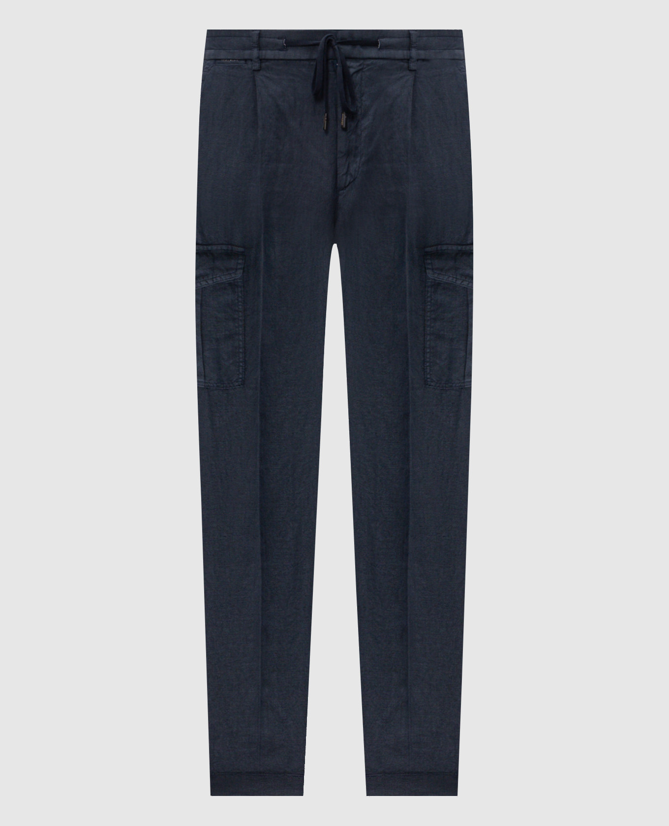 Blue linen cargo pants