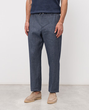 MooRER Blue ADAMSON pants with linen ADAMSONFSW