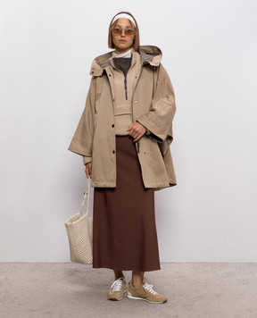 Brunello Cucinelli Brown midi skirt with wool MP143G3634