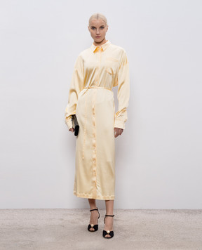 Thierry Mugler Yellow shirt dress with logo embroidery 26P1RO18145013
