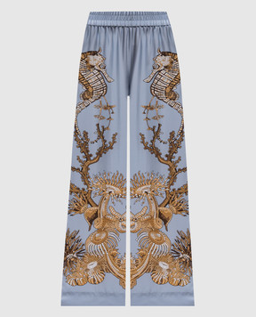 La DoubleJ Oceania Placée blue silk palazzo TRO0026SIL026OCE01