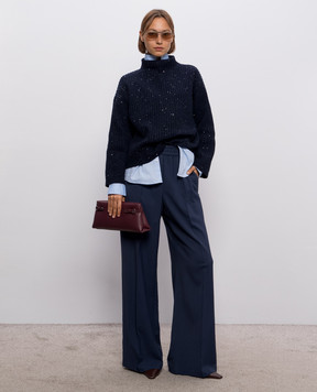 Brunello Cucinelli Blue cashmere and wool sweater with lurex MBM753504P