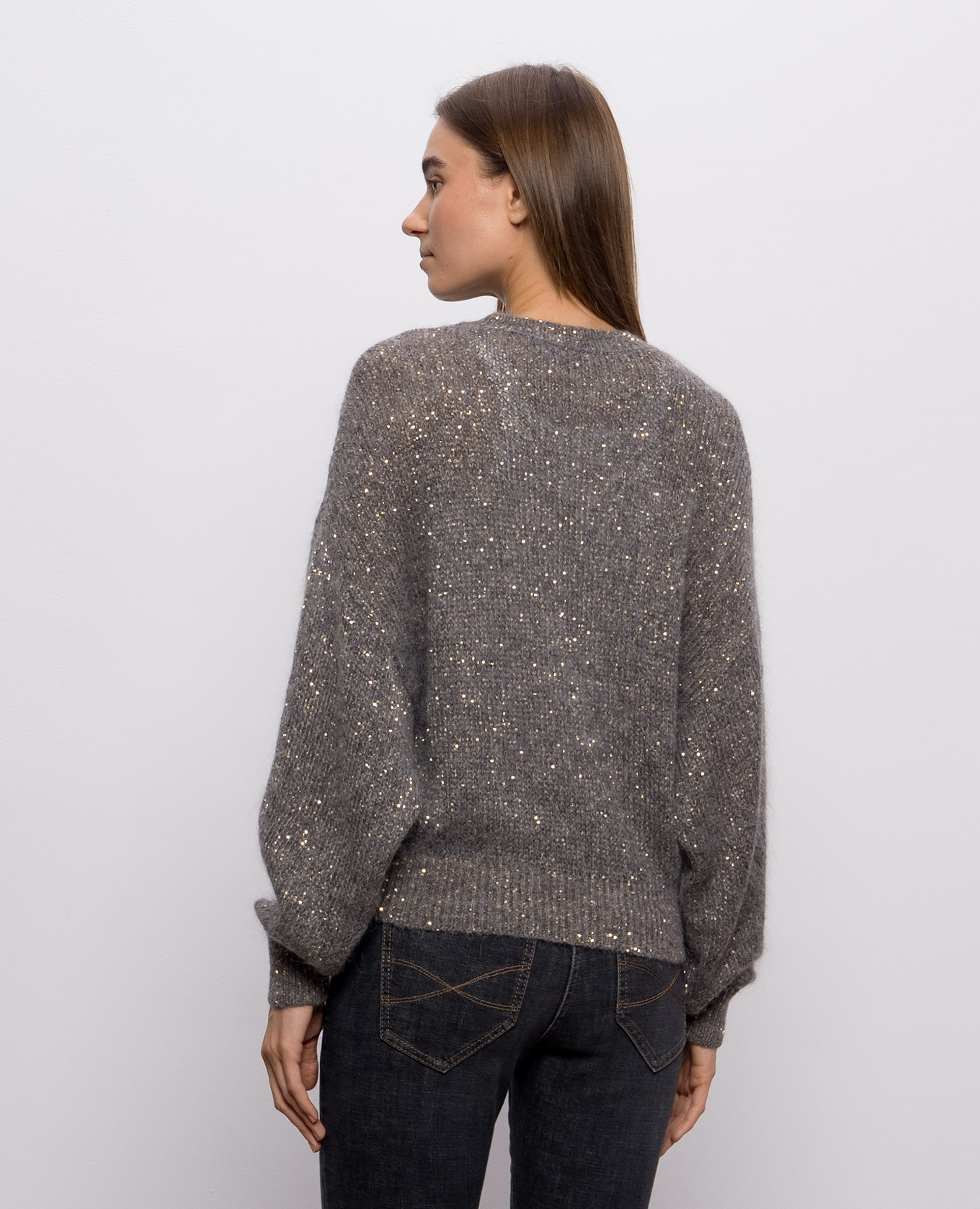 Gray alpaca sweater with sequins Brunello Cucinelli 4