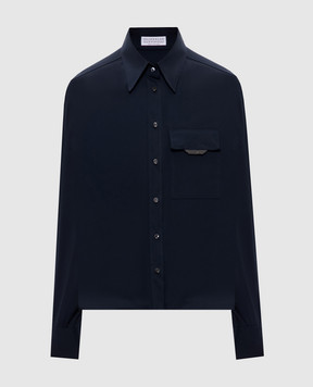 Brunello Cucinelli Blue shirt with a monil chain M0091MY506