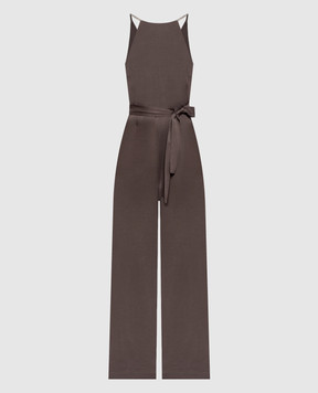 Peserico Brown jumpsuit with monil chain A02228A01943