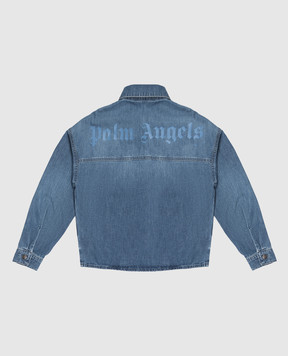 Palm Angels Children's blue denim shirt with logo print PBYD006S26DEN001