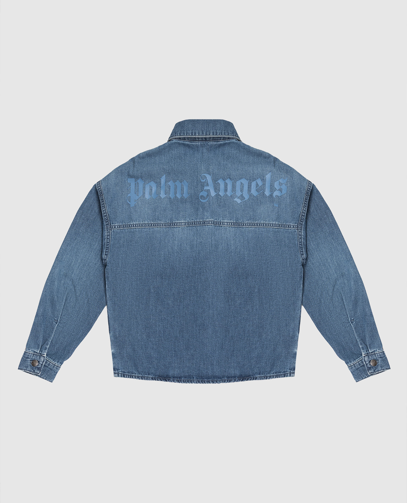 

Children's blue denim shirt with logo print Palm Angels