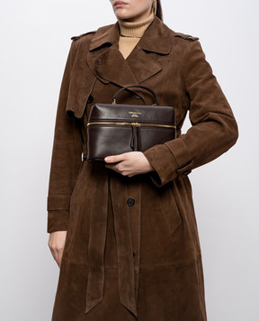 Christian Villa Brown leather bag with logo print 06300