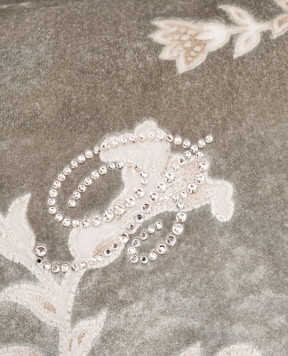 Blumarine Home Gray decorative velour pillow with Swarovski crystals 42x42 H0000210108
