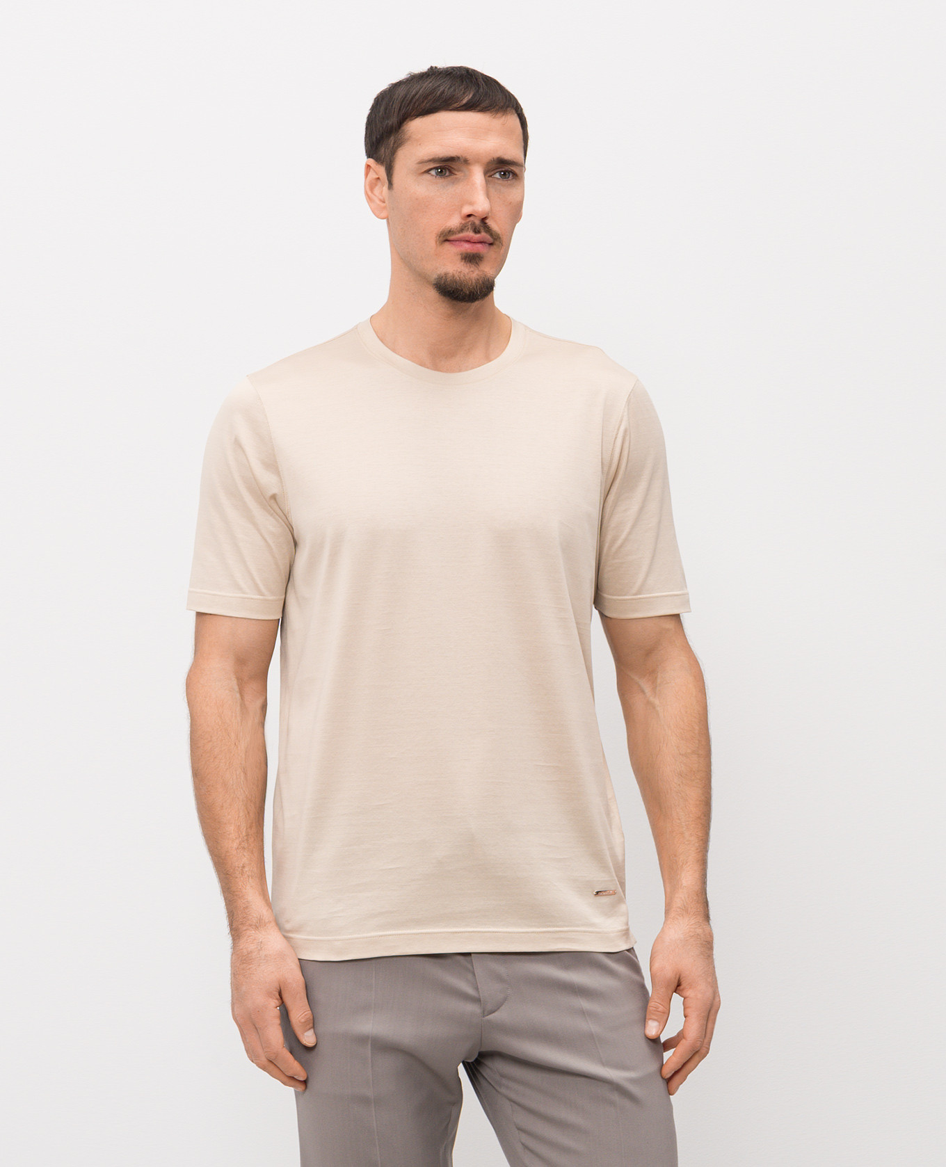 

Beige T-shirt with logo patch Enrico Mandelli