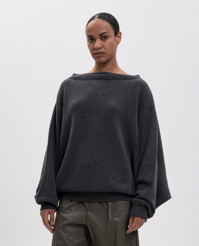 Maison Margiela MM6 Grey wool sweater with logo embroidery S52DA0100M13287