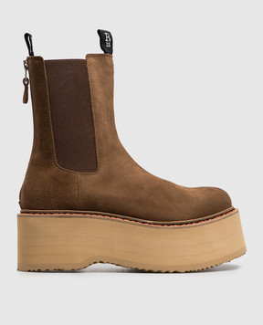 R13 Brown Suede Double Stack Chelsea Boots R13S024507