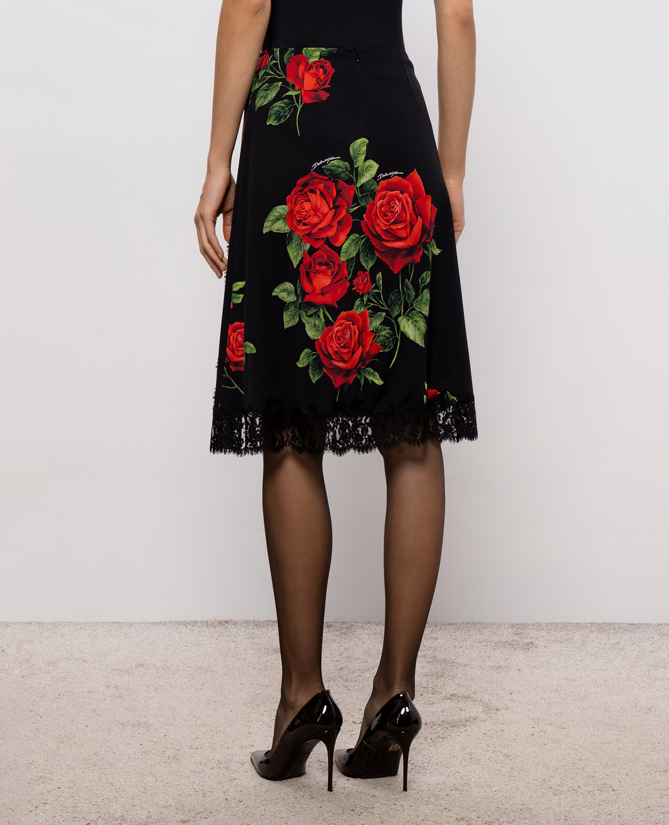 Black silk skirt with lace Dolce&Gabbana 3