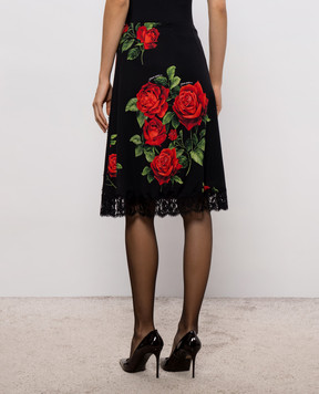 Dolce&Gabbana Black silk skirt with lace F4DE2TFSA9R