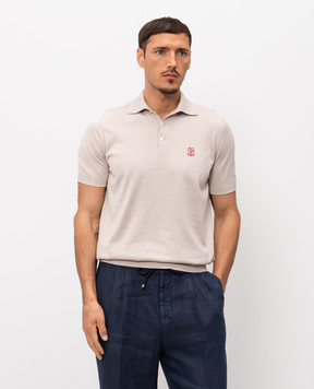Brunello Cucinelli Beige polo shirt with embroidered emblem M29800195