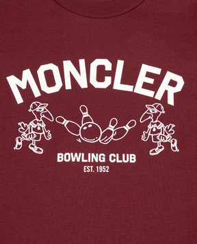 Moncler ENFANT Children's burgundy T-shirt with branded embroidery L29548C0000489AFV
