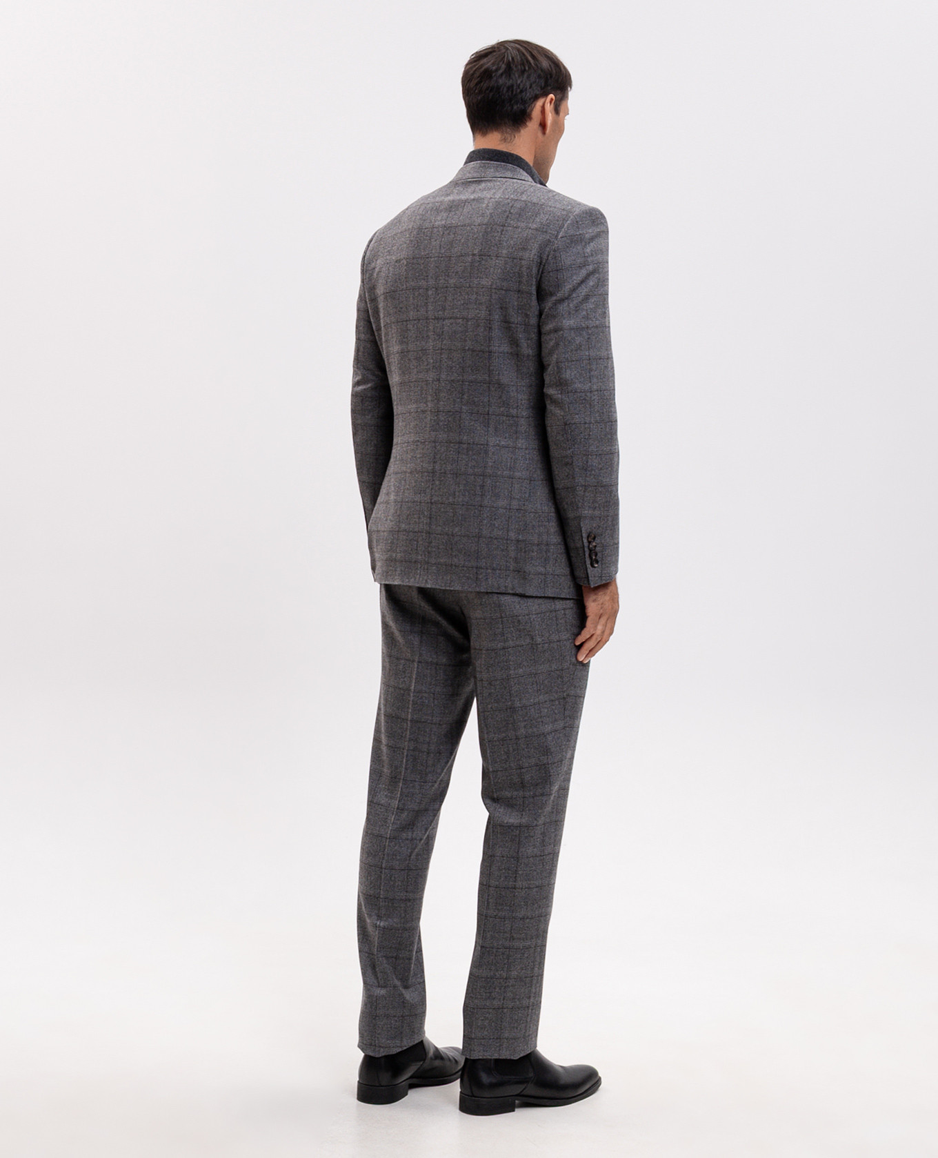 Gray wool check suit Canali 4