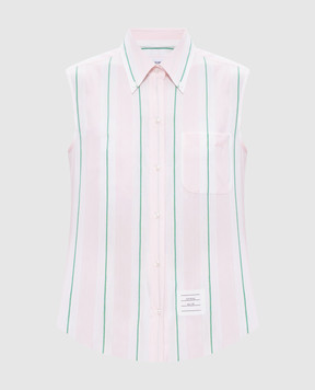 Thom Browne Pink striped sleeveless shirt FLL222AF1159
