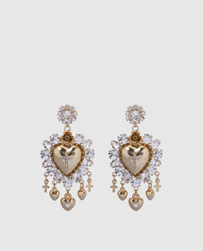 CelesteG Gold earrings with heart-shaped pendants with crystals 1832