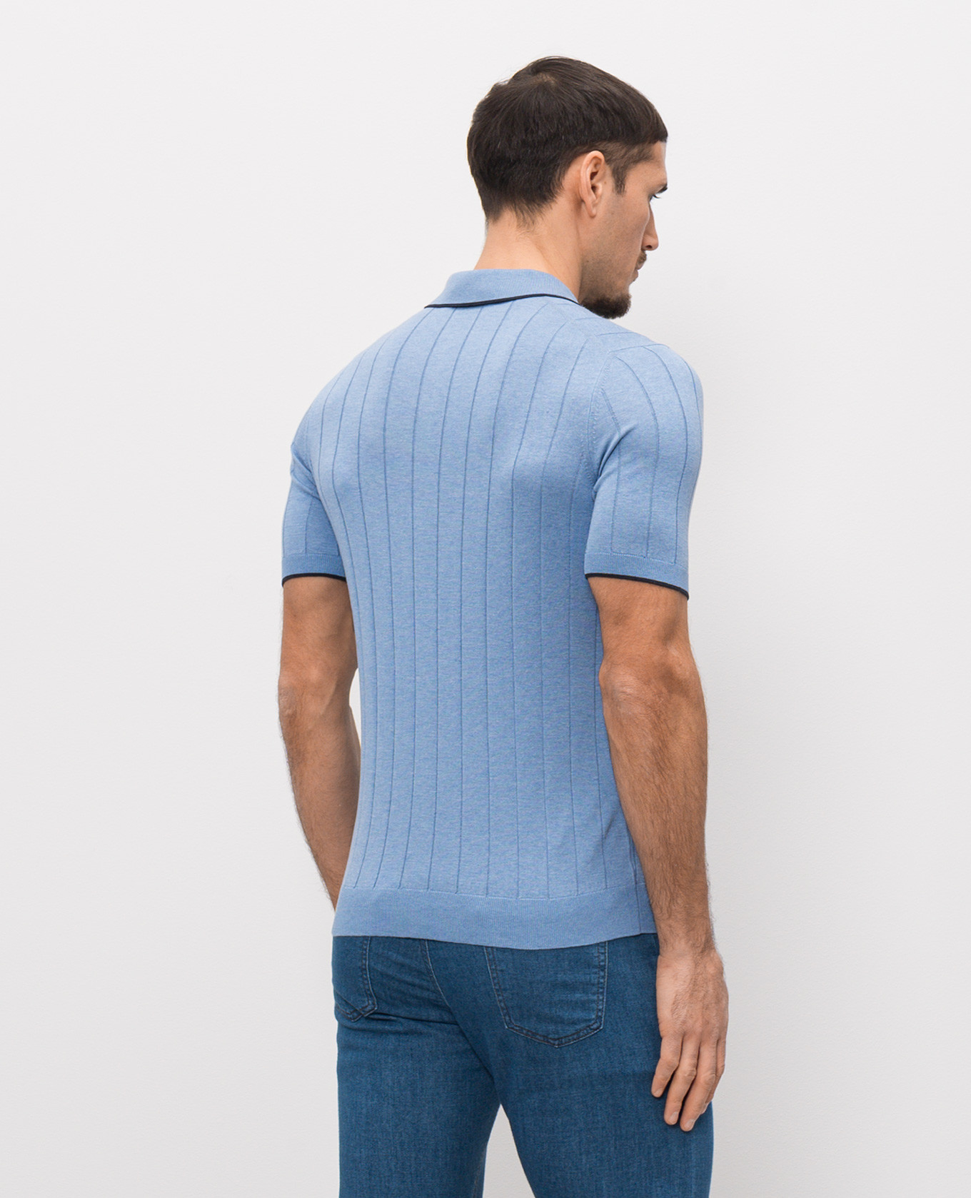 

Blue striped silk polo shirt Enrico Mandelli, Light blue