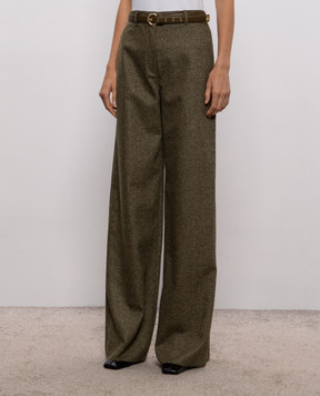 Max Mara GIOIA khaki wool and silk pants MSTGIOIA