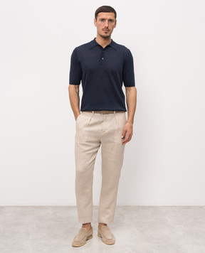 Morgano Blue polo with linen 7331869
