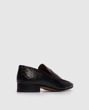 Paris Texas ALAIN black leather loafers with reptile leather embossing PX1898XPTAC