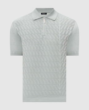 Stefano Ricci Green polo shirt with woven pattern K616458P31F26220