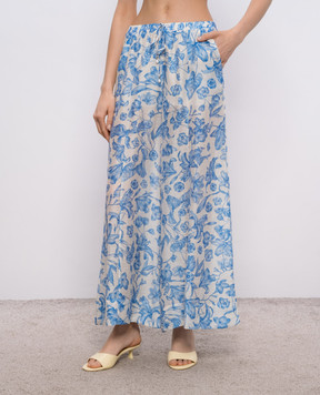 Twinset White palazzos with floral print linen 261LM2SBB
