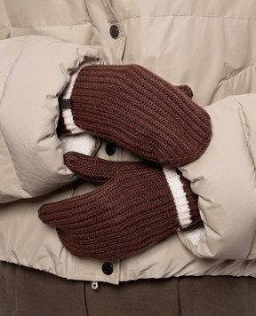 Brunello Cucinelli Brown cashmere gloves M12504999