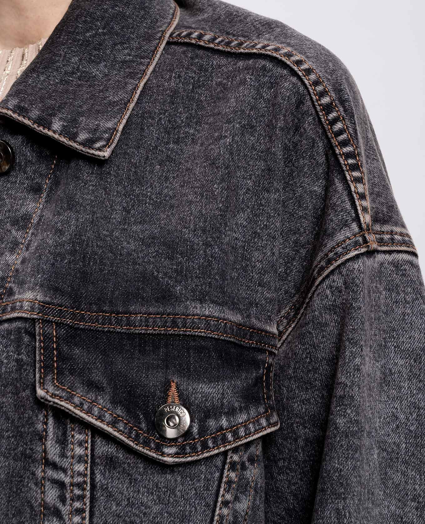 Grey distressed denim jacket Peserico 5